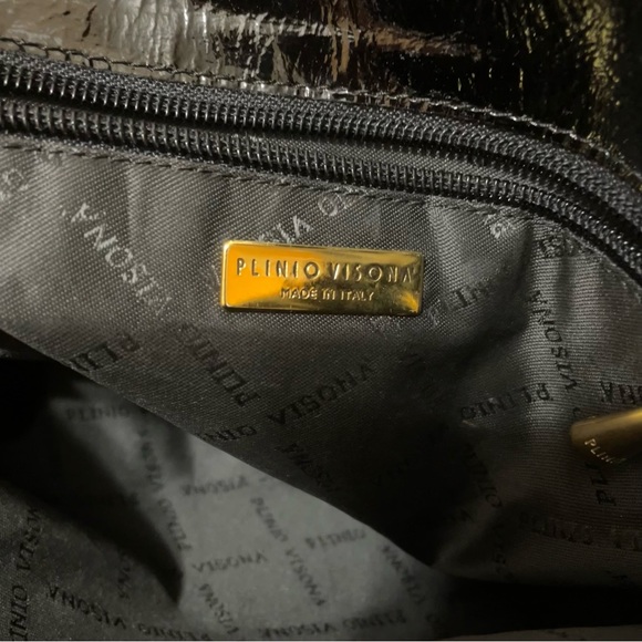 Plinio Visona Leopard & Patent Leather Italian Made Satchel Bag - Picture 12 of 12